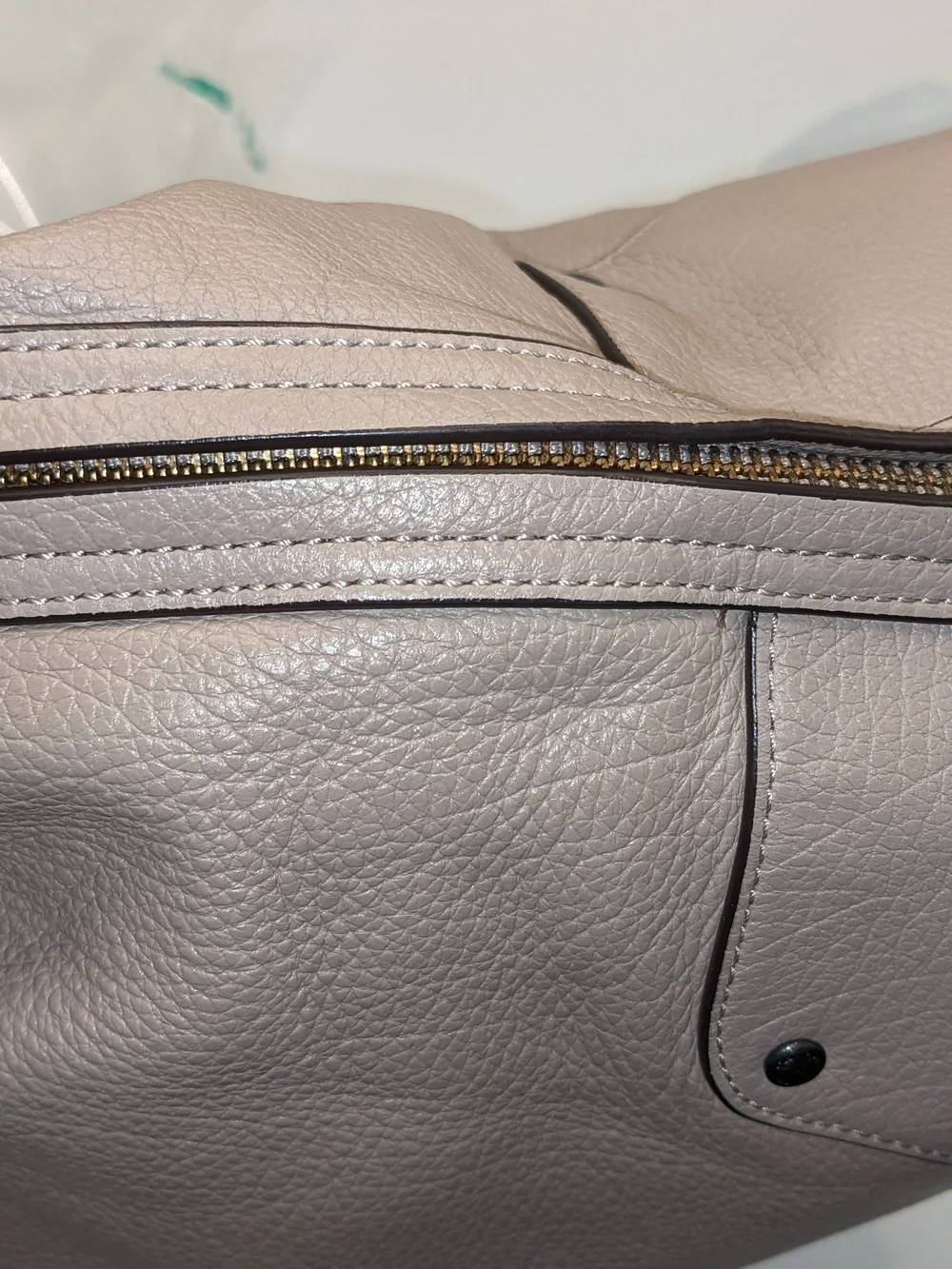 Coach Pebbled Leather Drawstring Bucket Shoulder Bag – Taupe